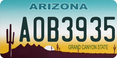 AZ license plate AOB3935