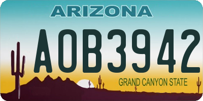 AZ license plate AOB3942