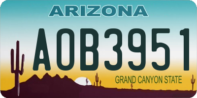 AZ license plate AOB3951