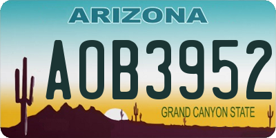 AZ license plate AOB3952