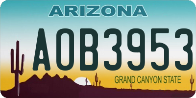 AZ license plate AOB3953
