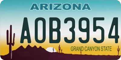 AZ license plate AOB3954