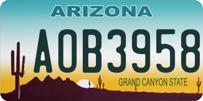 AZ license plate AOB3958