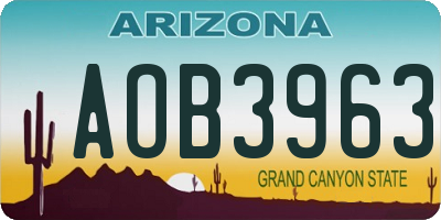 AZ license plate AOB3963