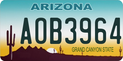 AZ license plate AOB3964