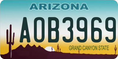 AZ license plate AOB3969