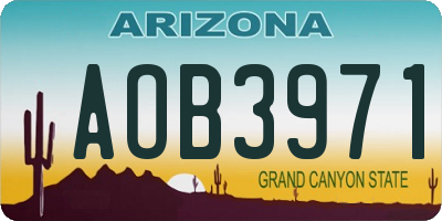AZ license plate AOB3971