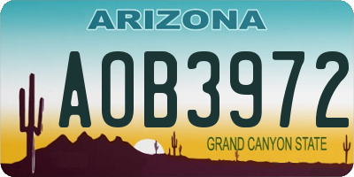 AZ license plate AOB3972