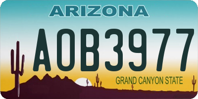 AZ license plate AOB3977