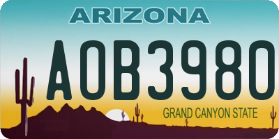 AZ license plate AOB3980