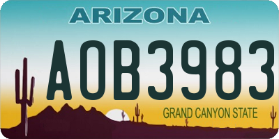 AZ license plate AOB3983