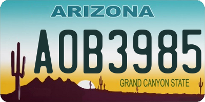 AZ license plate AOB3985