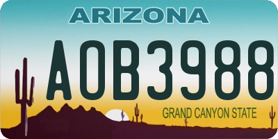 AZ license plate AOB3988