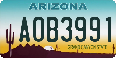 AZ license plate AOB3991