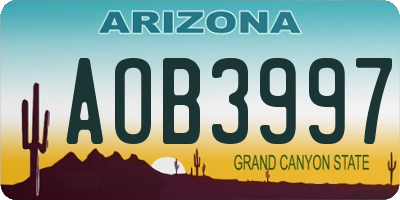 AZ license plate AOB3997