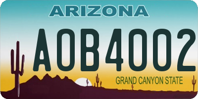 AZ license plate AOB4002