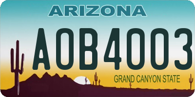 AZ license plate AOB4003