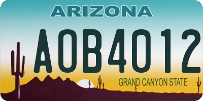 AZ license plate AOB4012