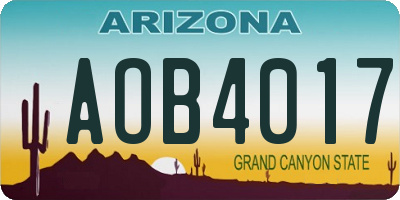 AZ license plate AOB4017