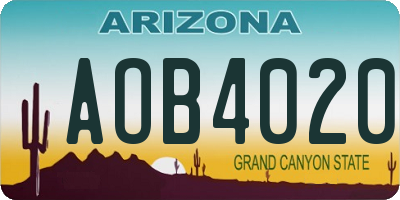 AZ license plate AOB4020