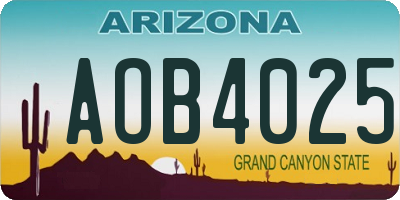 AZ license plate AOB4025