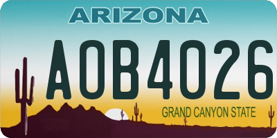 AZ license plate AOB4026