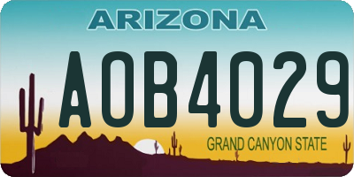 AZ license plate AOB4029