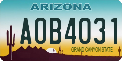 AZ license plate AOB4031