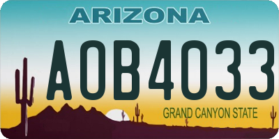 AZ license plate AOB4033
