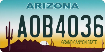AZ license plate AOB4036