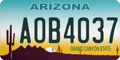 AZ license plate AOB4037