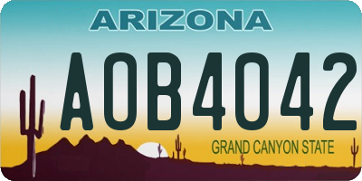AZ license plate AOB4042