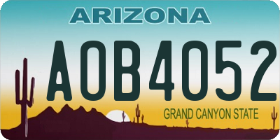 AZ license plate AOB4052