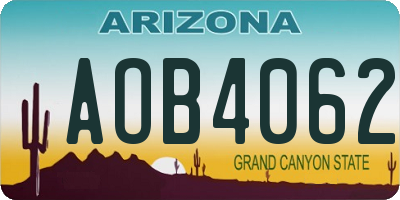 AZ license plate AOB4062