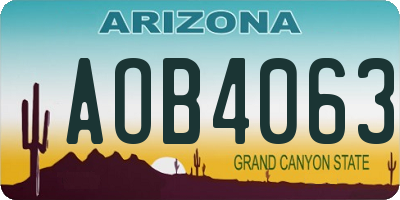 AZ license plate AOB4063