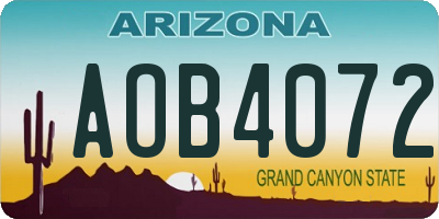 AZ license plate AOB4072