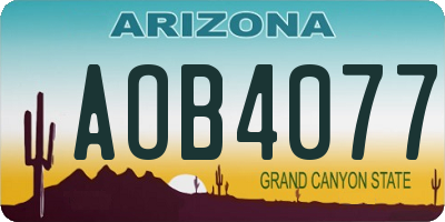 AZ license plate AOB4077