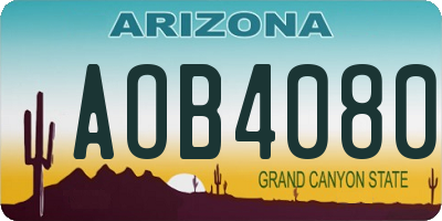 AZ license plate AOB4080
