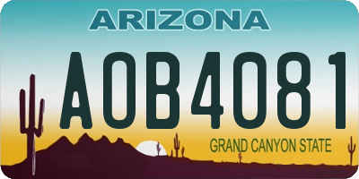 AZ license plate AOB4081