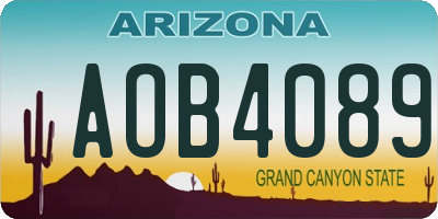 AZ license plate AOB4089