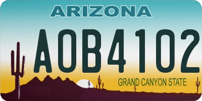 AZ license plate AOB4102