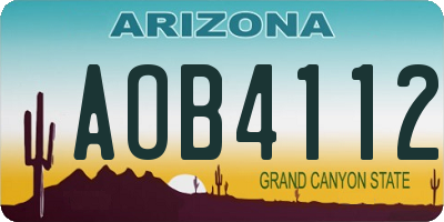 AZ license plate AOB4112