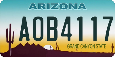 AZ license plate AOB4117
