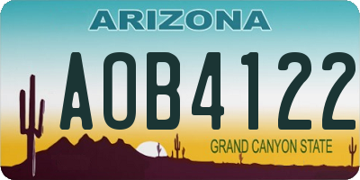 AZ license plate AOB4122