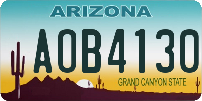 AZ license plate AOB4130
