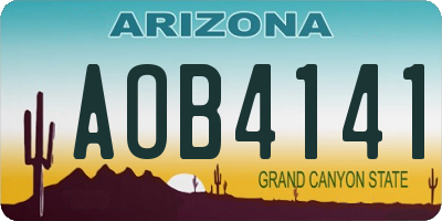 AZ license plate AOB4141