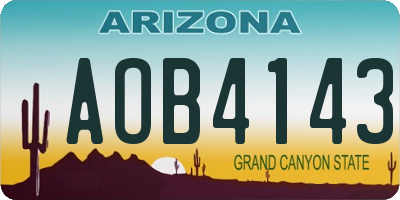 AZ license plate AOB4143