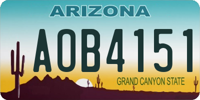 AZ license plate AOB4151
