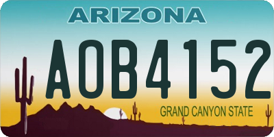 AZ license plate AOB4152