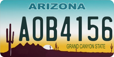 AZ license plate AOB4156